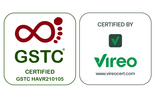 Vacanze sostenibili in Alto Adige? Excelsior! Loghi di certificazione GSTC e Vireo con testo e simboli